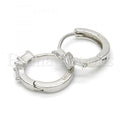 Prata 925 Italiana - 02.175.0152.15 Argolinha Huggie, com  Zirconia, Polimento Extra Fino, Rodinado