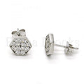 Bruna Brooks Sterling Silver 02.285.0031 Stud Earring, with White Cubic Zirconia, Polished Finish, Rhodium Tone