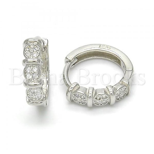 Bruna Brooks Sterling Silver 02.175.0159.15 Huggie Hoop, with White Micro Pave, Polished Finish, Rhodium Tone