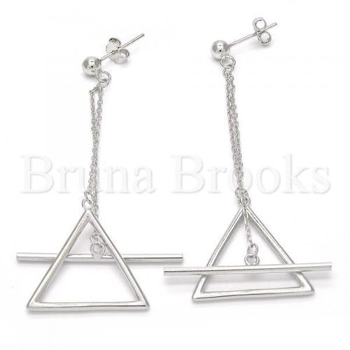 Bruna Brooks Sterling Silver 02.186.0093 Long Earring, Polished Finish, Rhodium Tone