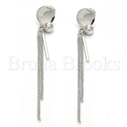 Bruna Brooks Sterling Silver 02.186.0081 Long Earring, Polished Finish, Rhodium Tone