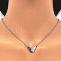 Prata 925 Italiana - 04.336.0061.16 Gargatilha Trabalhada, Estilo Borboleta, com  Micro Pave, Polimento Extra Fino, Rodinado
