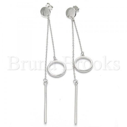 Bruna Brooks Sterling Silver 02.186.0083 Long Earring, Polished Finish, Rhodium Tone