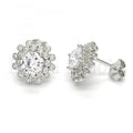 Bruna Brooks Sterling Silver 02.286.0019 Stud Earring, with White Cubic Zirconia, Polished Finish,