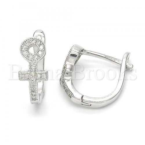 Bruna Brooks Sterling Silver 02.175.0192.15 Huggie Hoop, with White Micro Pave, Polished Finish, Rhodium Tone