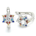 Bruna Brooks Sterling Silver 02.186.0182.12 Huggie Hoop, with Multicolor Cubic Zirconia, Polished Finish, Rhodium Tone