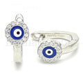 Prata 925 Italiana - Argolinha Huggie, Greek Eye Design, Com Brilhante de Cristal, Rodinado