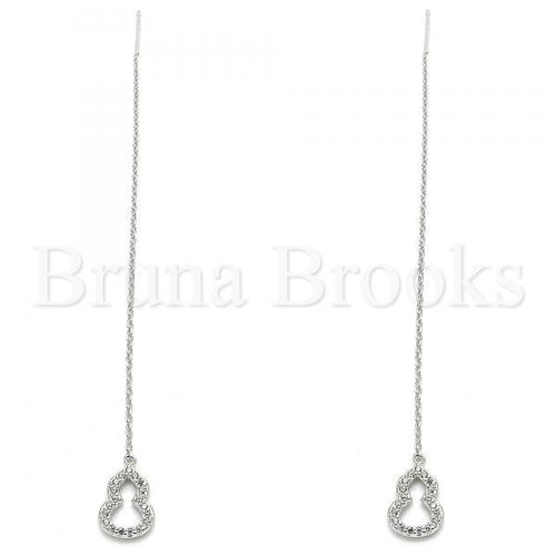 Bruna Brooks Sterling Silver 02.366.0010 Threader Earring, with White Micro Pave, Polished Finish, Rhodium Tone