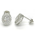 Bruna Brooks Sterling Silver 02.285.0093 Stud Earring, with White Cubic Zirconia, Polished Finish, Rhodium Tone