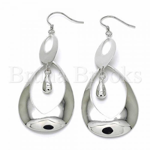 Bruna Brooks Sterling Silver 02.367.0021 Stud Earring, Teardrop Design, Polished Finish, Rhodium Tone