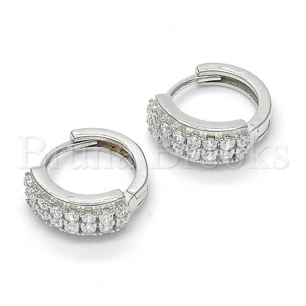 Prata 925 Italiana - 02.332.0018.15 Argolinha Huggie, com  Zirconia, Polimento Extra Fino, Rodinado