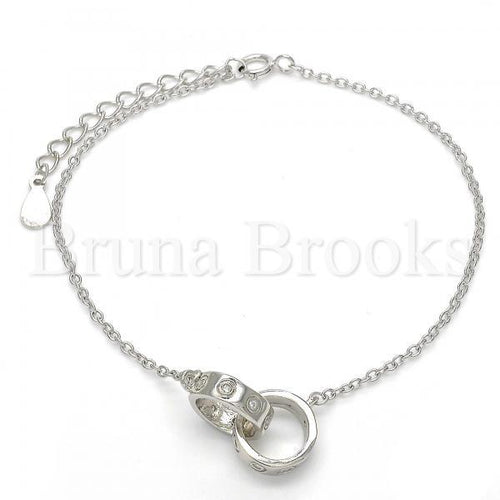 Bruna Brooks Sterling Silver 03.336.0022.07 Fancy Bracelet, with White Cubic Zirconia, Polished Finish, Rhodium Tone