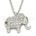 Prata 925 Italiana - Gargantilha Trabalhada,  Estilo Elefante, Com Zirconia, Rodinado