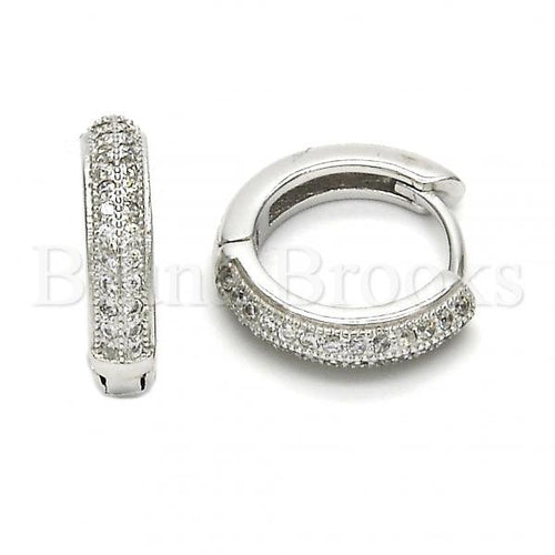 Bruna Brooks Sterling Silver 02.175.0069.15 Huggie Hoop, with White Micro Pave, Polished Finish, Rhodium Tone