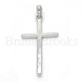 Bruna Brooks Sterling Silver 05.336.0023 Fancy Pendant, Cross Design, Polished Finish, Rhodium Tone