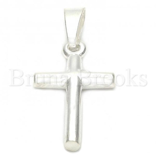 Bruna Brooks Sterling Silver 05.16.0198 Religious Pendant, Cross Design, Polished Finish, Silver Tone