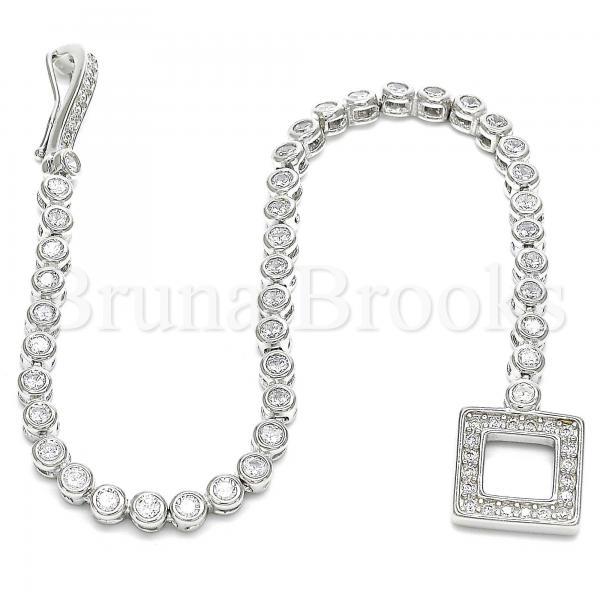 Prata 925 Italiana - 03.286.0004.08 Pulseira Trabalhada, com  Zirconia, Polimento Extra Fino, Rodinado