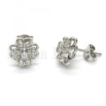 Bruna Brooks Sterling Silver 02.285.0026 Stud Earring, Flower Design, with White Cubic Zirconia, Polished Finish, Rhodium Tone