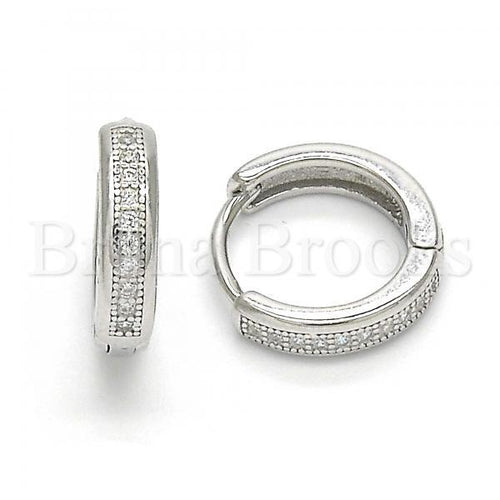 Prata 925 Italiana - 02.186.0104.15 Argolinha Huggie, com  Micro Pave, Polimento Extra Fino, Rodinado