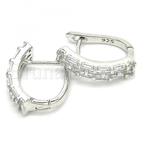 Prata 925 Italiana - 02.186.0179.15 Argolinha Huggie, com  Zirconia, Polimento Extra Fino, Rodinado