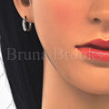 Prata 925 Italiana - 02.332.0013.15 Argolinha Huggie, com  Zirconia, Polimento Extra Fino, Rodinado