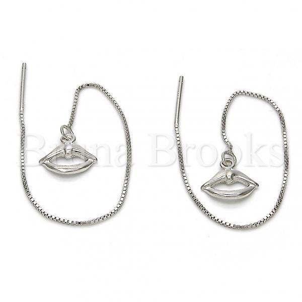 Prata 925 Italiana - 02.290.0005 Threader Earring, Lips Design, Polimento Extra Fino, Rodinado