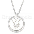 Bruna Brooks Sterling Silver 04.336.0186.16 Fancy Necklace, with White Cubic Zirconia, Polished Finish, Rhodium Tone