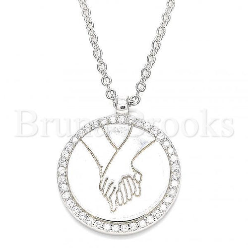 Bruna Brooks Sterling Silver 04.336.0186.16 Fancy Necklace, with White Cubic Zirconia, Polished Finish, Rhodium Tone