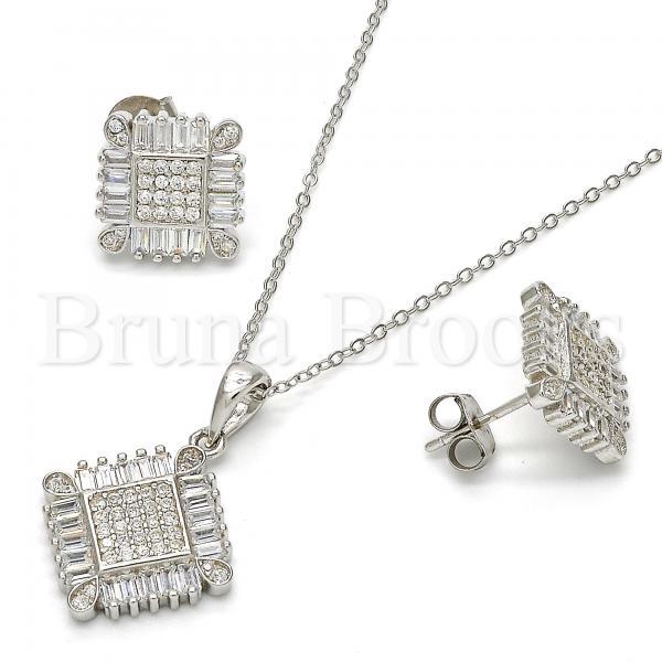 Prata 925 Italiana - 10.286.0008 Joguinho de Brinco e Pingente para Adulto , Com Zirconia e  Cristal Branco, Polimento Extra Fino, Rodinado