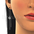 Prata 925 Italiana - 02.367.0014 Threader Earring, Estilo Floral, com  Zirconia, Polimento Extra Fino, Rodinado