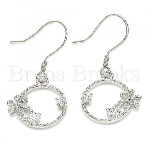 Bruna Brooks Sterling Silver 02.366.0013 Dangle Earring, with White Cubic Zirconia, Polished Finish, Rhodium Tone