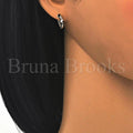 Prata 925 Italiana - 02.175.0152.15 Argolinha Huggie, com  Zirconia, Polimento Extra Fino, Rodinado