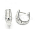 Prata 925 Italiana - Argolinha Huggie, Love Design, Com Zirconia, Rodinado