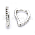 Bruna Brooks Sterling Silver 02.186.0044.10 Huggie Hoop, with White Cubic Zirconia, Polished Finish, Rhodium Tone