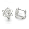 Bruna Brooks Sterling Silver 02.175.0187.12 Huggie Hoop, Star Design, with White Micro Pave, Polished Finish, Rhodium Tone