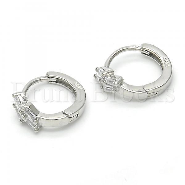 Prata 925 Italiana - 02.175.0156.15 Argolinha Huggie, com  Zirconia, Polimento Extra Fino, Rodinado