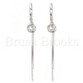 Bruna Brooks Sterling Silver 02.186.0088 Long Earring, with White Cubic Zirconia, Polished Finish, Rhodium Tone