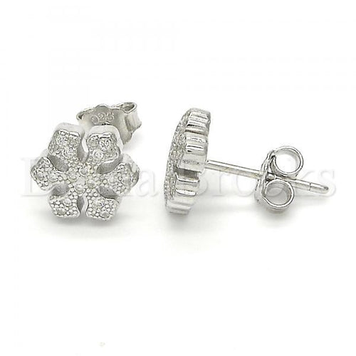 Bruna Brooks Sterling Silver 02.336.0014 Stud Earring, with White Micro Pave, Polished Finish, Rhodium Tone