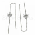 Prata 925 Italiana - 02.367.0014 Threader Earring, Estilo Floral, com  Zirconia, Polimento Extra Fino, Rodinado