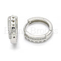 Bruna Brooks Sterling Silver 02.175.0154.15 Huggie Hoop, with White Micro Pave, Polished Finish, Rhodium Tone