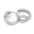 Prata 925 Italiana - 02.175.0144.15 Argolinha Huggie, Estilo de Coração, com  Micro Pave, Polimento Extra Fino, Rodinado