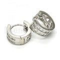 Prata 925 Italiana - 02.174.0066.15 Argolinha Huggie, com  Zirconia, Polimento Extra Fino, Rodinado