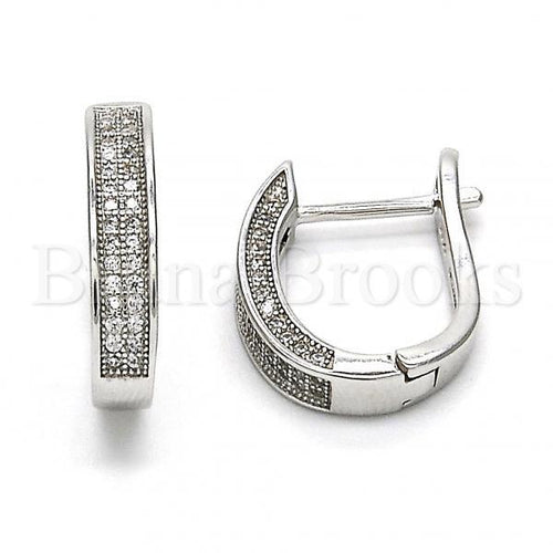 Bruna Brooks Sterling Silver 02.175.0043.15 Huggie Hoop, with White Micro Pave, Polished Finish, Rhodium Tone