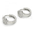 Prata 925 Italiana - 02.175.0170.15 Argolinha Huggie, Estilo de Coração, com  Micro Pave, Polimento Extra Fino, Rodinado