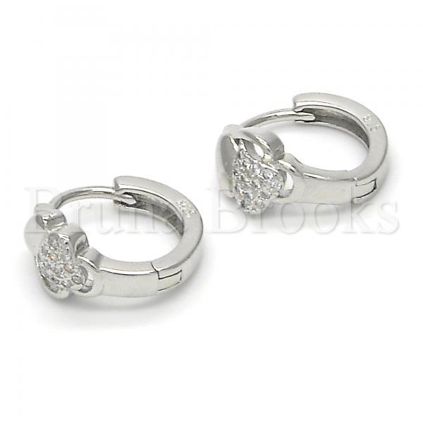 Prata 925 Italiana - 02.175.0170.15 Argolinha Huggie, Estilo de Coração, com  Micro Pave, Polimento Extra Fino, Rodinado