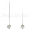 Bruna Brooks Sterling Silver 02.366.0008 Threader Earring, Leaf Design, Polished Finish, Rhodium Tone