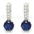 Prata 925 Italiana - 02.332.0045.3.12 Argolinha Huggie, com Sapphire Blue  e Zirconia , Polimento Extra Fino, Rodinado