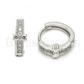 Bruna Brooks Sterling Silver 02.174.0046.15 Huggie Hoop, with White Micro Pave, Polished Finish, Rhodium Tone