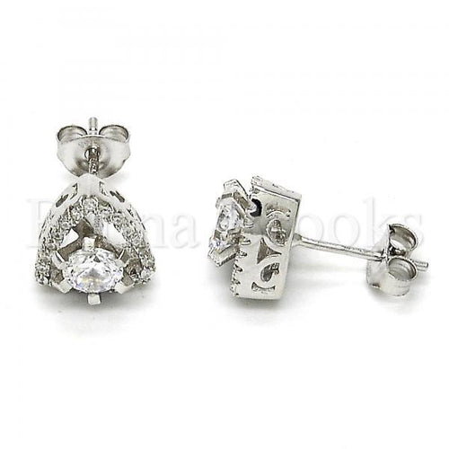 Bruna Brooks Sterling Silver 02.285.0011 Stud Earring, with White Cubic Zirconia and White Crystal, Polished Finish, Rhodium Tone