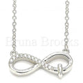 Bruna Brooks Sterling Silver 04.336.0175.16 Fancy Necklace, Infinite Design, with White Crystal, Polished Finish, Rhodium Tone